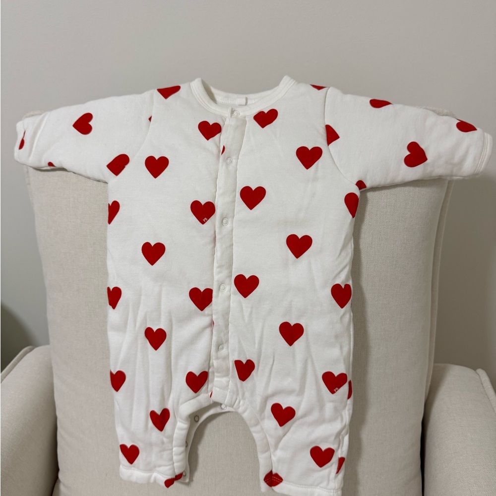 Petite Bateau 6M/67cm Adorable White Onesie with Red Hearts